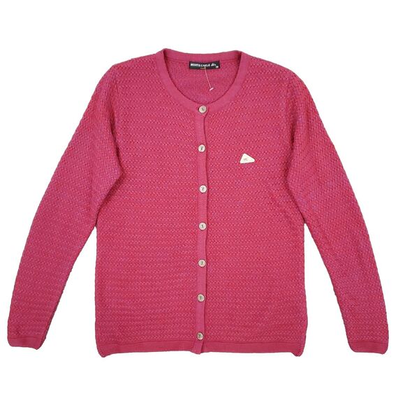 Monte Carlo Merino Wool Blend Cardigan Sweater Button 38 Pink Fisherman Preppy - Picture 7 of 13